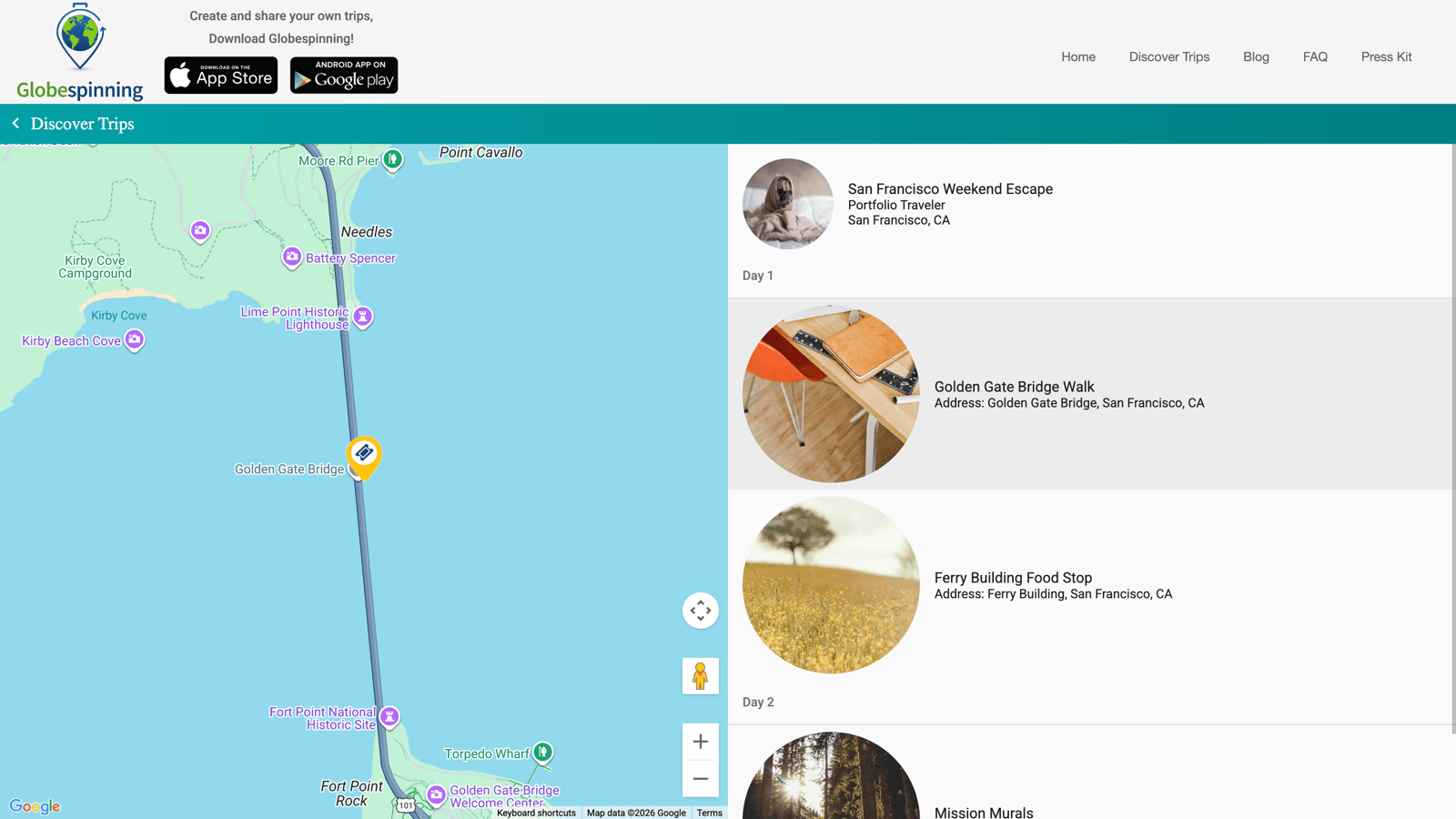 globespinning trip web itinerary